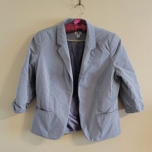 4/$15 SALE Worthington | Gray Blazer with Ruched Sleeves Large EUC Classy!